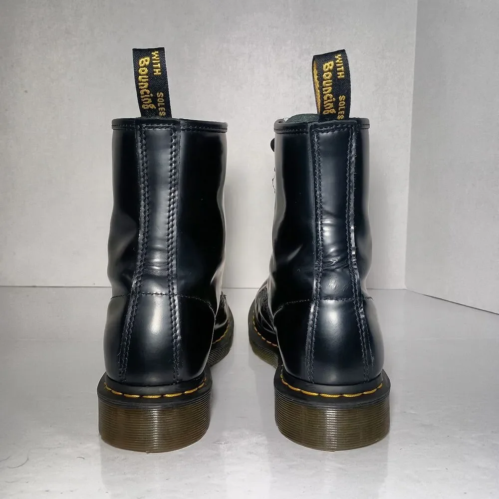 Dr Martens 11821 1460 Smooth Black Leather Combat Womens Boots Sz UK 7 US 9 Doc
